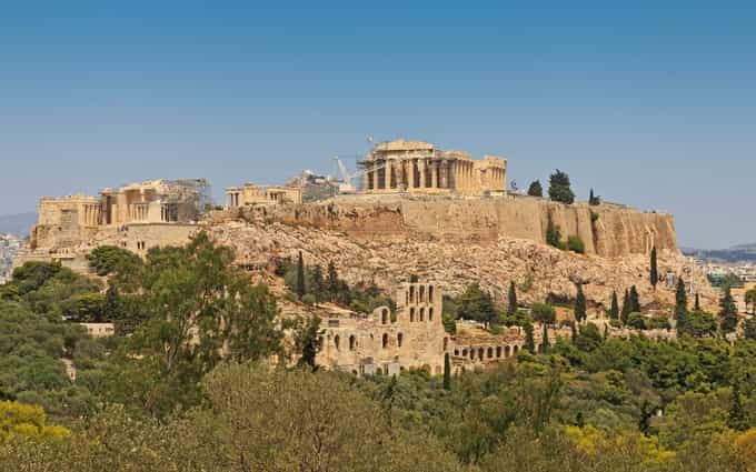 Vue de l'acropole à Athènes