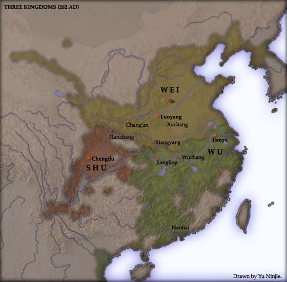 Carte des Trois Royaumes Chine