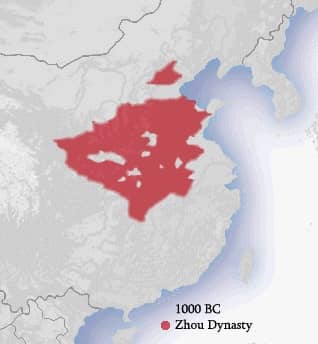 Carte de l'étendue de la Chine sous la dynastie Zhou