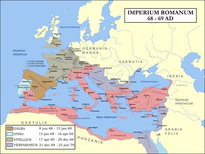 Carte de l'empire romain sous les Flaviens