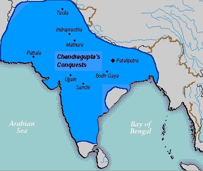 Carte de l'empire Maurya en 290 av. J.-C.